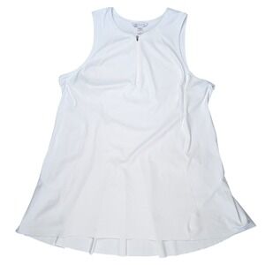 Athleta 3X White Stretch Sleeveless High Low A Line Zippered V Neck Dress